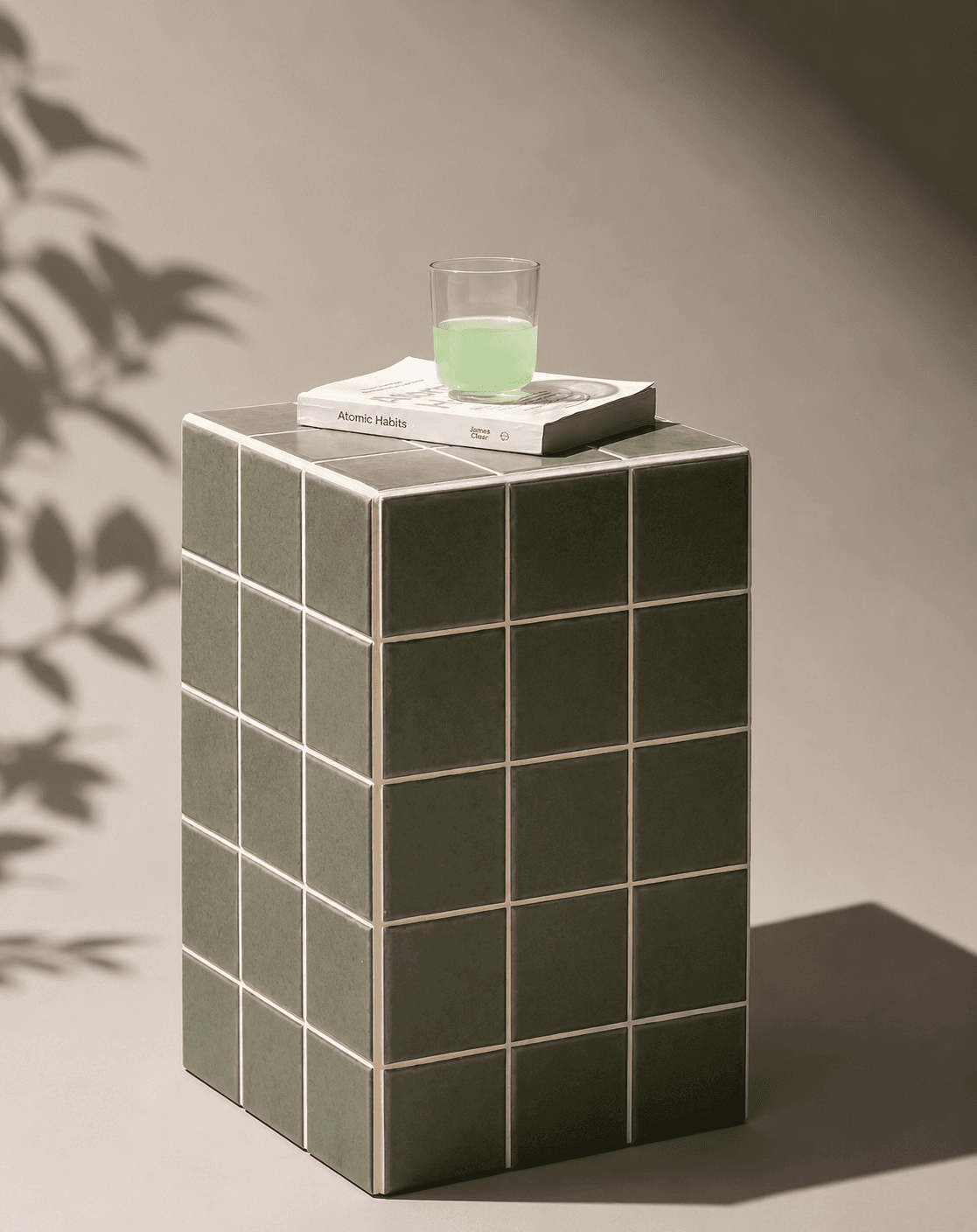 Verde I green tiled side table